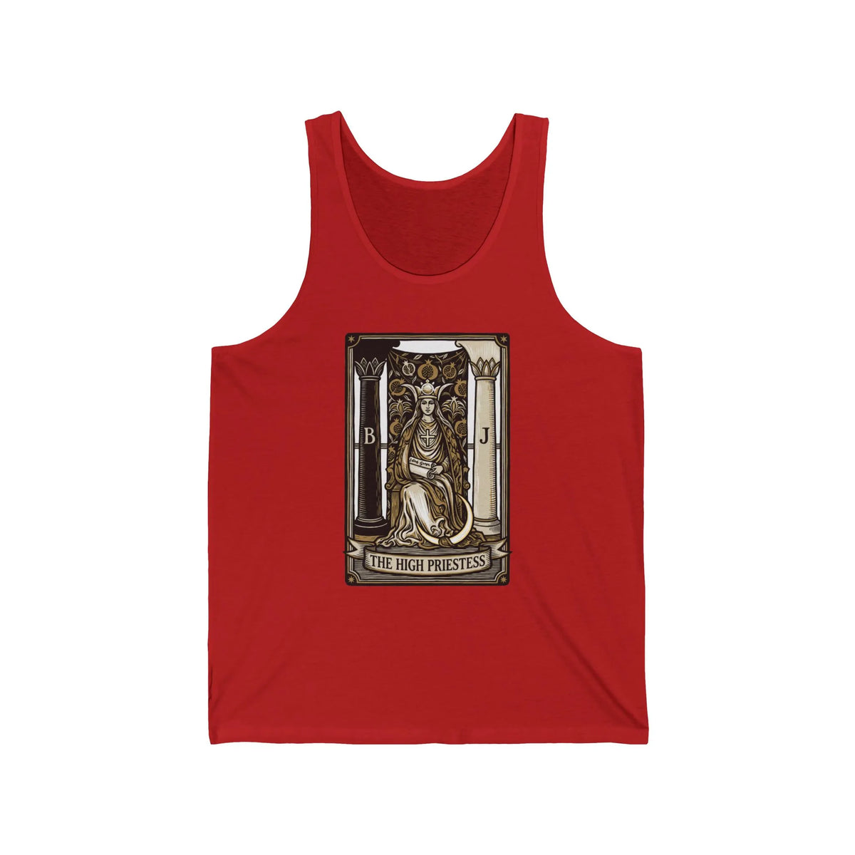 High Priestess Tarot Card Tank Top - Lightweight Ring-Spun Cotton Jersey - Unisex White