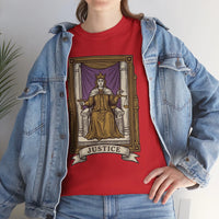 Justice Tarot Card Graphic T-Shirt - Heavy Cotton Classic Fit Tee - Unisex White