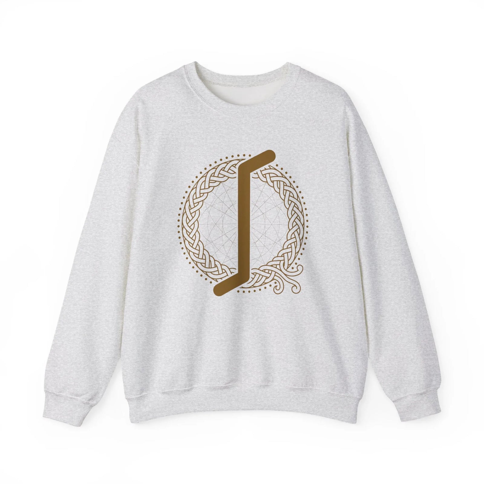 Eihwaz Yew Rune Symbol Sweatshirt - Heavy Blend Fleece Crewneck - Unisex Ash