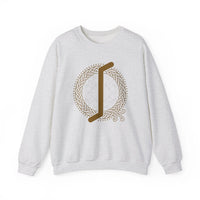 Eihwaz Yew Rune Symbol Sweatshirt - Heavy Blend Fleece Crewneck - Unisex Ash