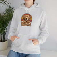 Golden Retriever Retro 70s Sunset Hoodie - Heavy Blend Fleece Pullover - Unisex White