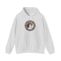 Freyja's Cats & Raven Norse Woodcut Hoodie - Soft Medium-Heavy Blend Pullover - Unisex White