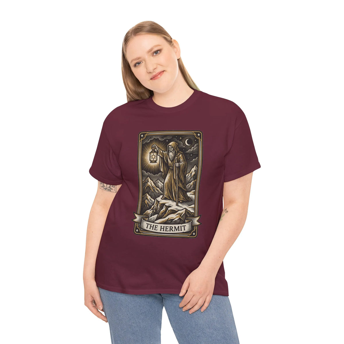 The Hermit Tarot T-Shirt - Medium Weight Cotton Classic Tee - Unisex White