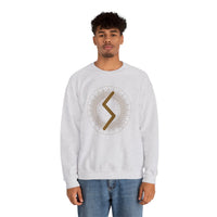 Sowulo Rune Sun Graphic Sweatshirt - Heavy Cotton Blend Crewneck - Unisex White