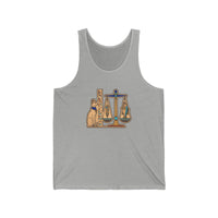 Egyptian Sphynx Cat Scales Graphic Tank Top - Lightweight Combed Cotton Retail Fit - Unisex White