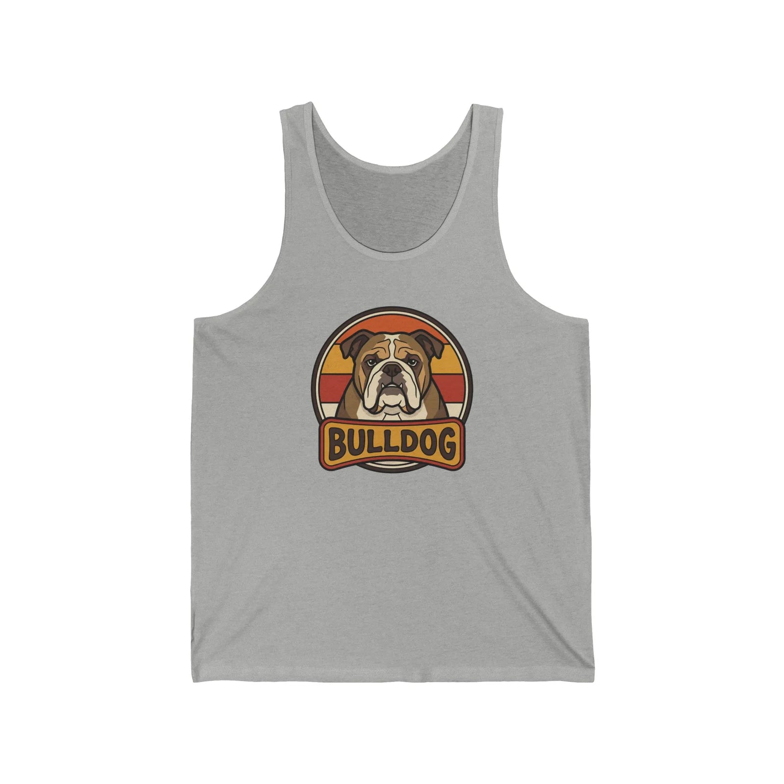 Bulldog Retro 70s Sunset Tank Top - Soft Ringspun Jersey Tank - Unisex White