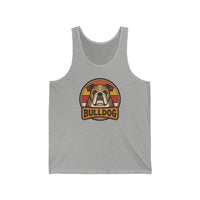 Bulldog Retro 70s Sunset Tank Top - Soft Ringspun Jersey Tank - Unisex White