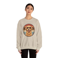 Golden Retriever Sunset Sweatshirt - Heavy Blend Cotton Poly Crewneck - Unisex White