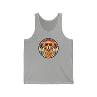 Golden Retriever 70s Sunset Aviators Tank Top - Lightweight Ring-Spun Cotton Retail Fit - Unisex Athletic Heather