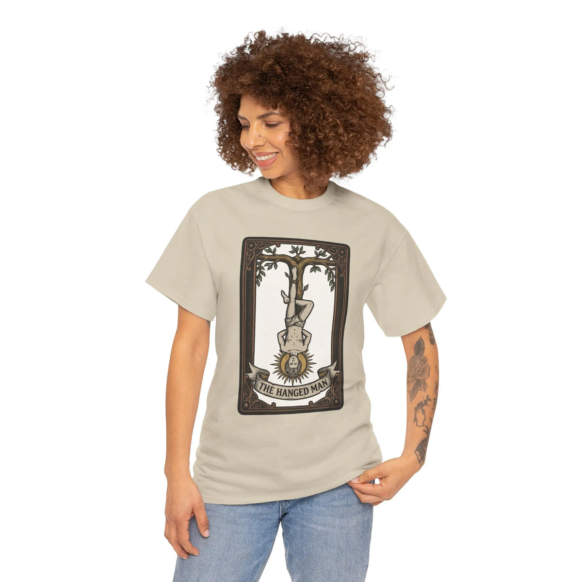 The Hanged Man Tarot Card T-Shirt - Heavy Cotton Classic Fit Tee - Unisex White