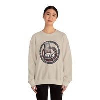 Norse Runestone Hound Odin's Wolves Sweatshirt - Medium-Heavy Cotton Blend Crewneck - Unisex White