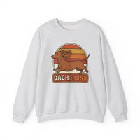 Retro 70s Sunset Dachshund Sweatshirt - Heavy Blend Cotton Blend Crewneck - Unisex White
