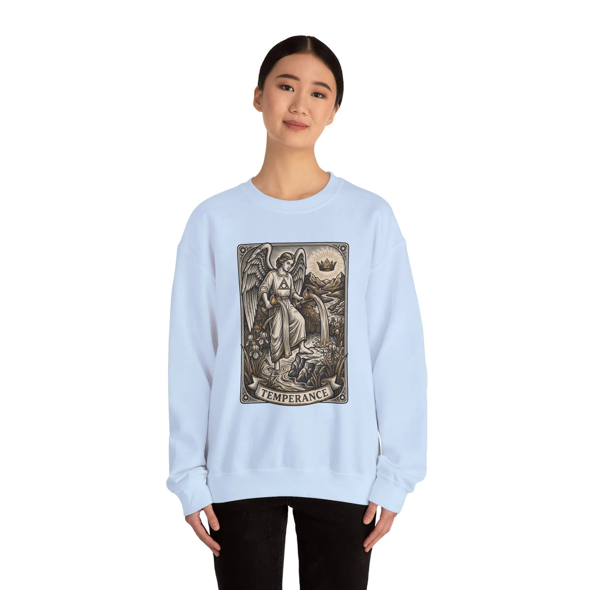 Temperance Tarot Card Angel Sweatshirt - Heavy Blend Fleece Crewneck - Unisex White