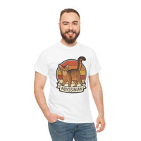 Abyssinian Retro 70s Sunset Cat T-Shirt - Heavy Cotton Classic Fit Tee - Unisex White