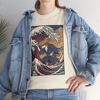 Ronin and the Wave Ukiyo-e T-Shirt - Heavy Cotton Classic Fit Tee - Unisex Off White