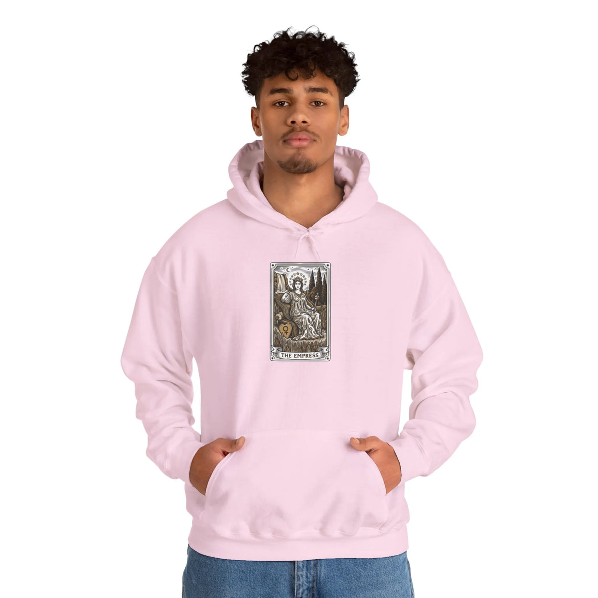 The Empress Tarot Card Hoodie - Heavyweight Cotton Blend Pullover - Unisex Ash