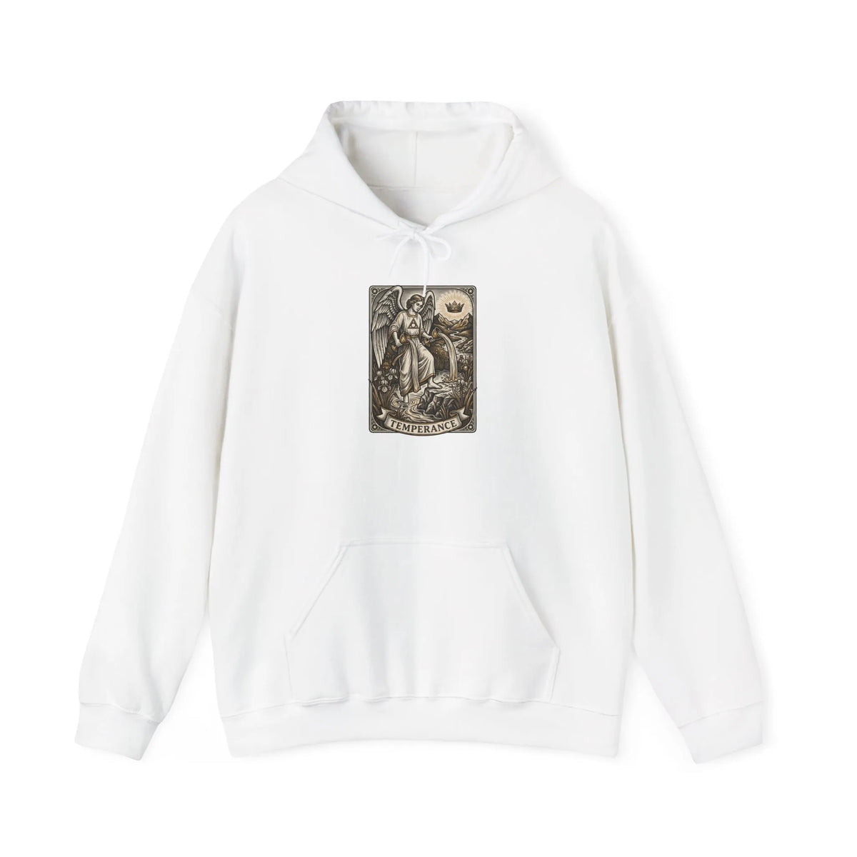 Temperance Tarot Card Hoodie - Heavy Blend Fleece Pullover - Unisex White