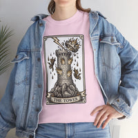 The Tower Tarot Card Graphic T-Shirt - Heavy Cotton Classic Fit Tee - Unisex White