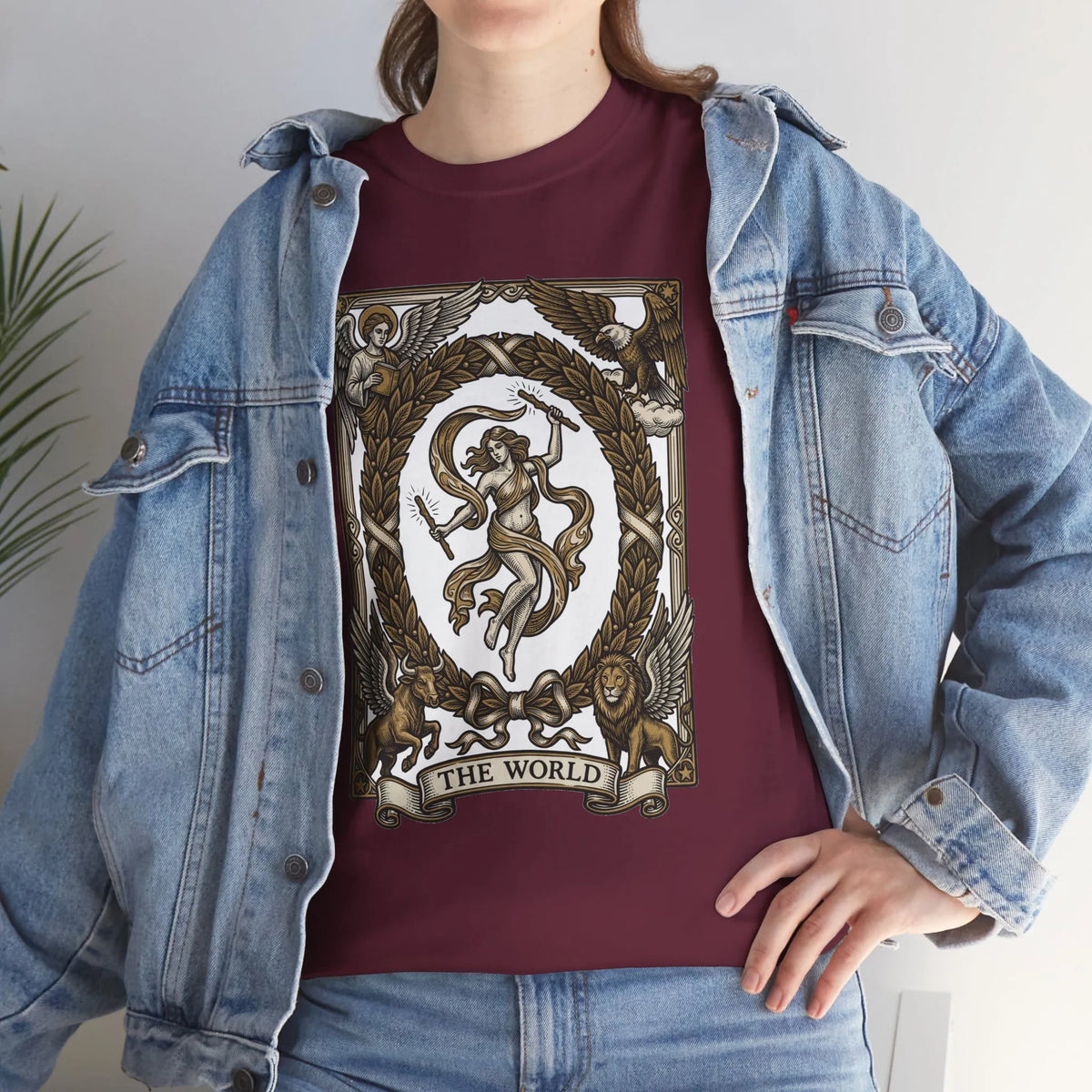 The World Tarot Card Graphic T-Shirt - Heavy Cotton Classic Fit Tee - Unisex White