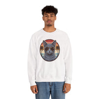 Russian Blue Cat Aviator Sunglasses Sweatshirt - Heavy Blend Fleece Crewneck - Unisex White