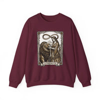 Strength Tarot Card Sweatshirt - Heavy Blend Crewneck Fleece - Unisex White