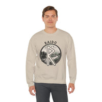 Raido Rune Journey Sweatshirt - Heavy Blend Classic Fit Crewneck - Unisex White