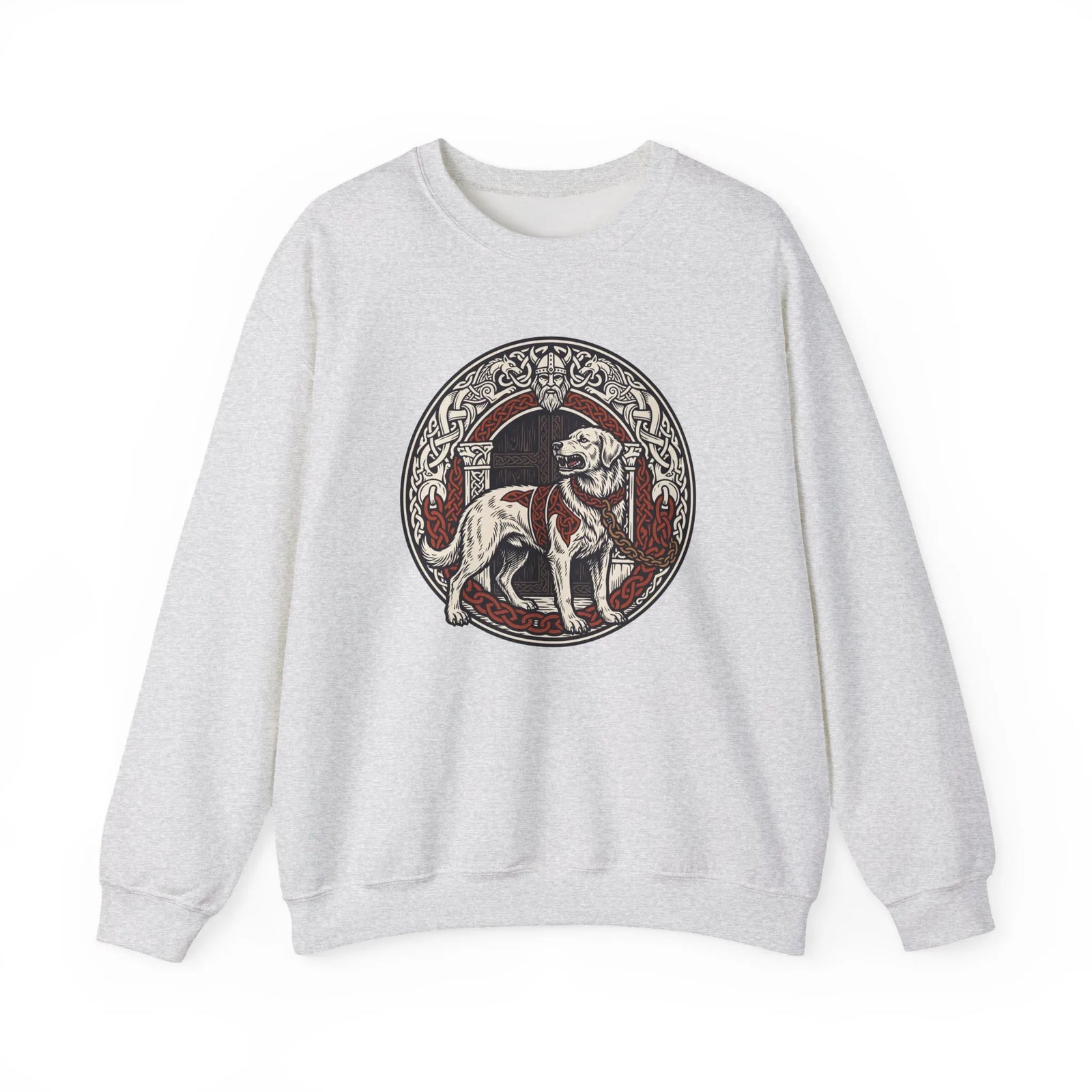 Garmr Norse Wolf Graphic Sweatshirt - Heavy Blend Classic Fit Crewneck - Unisex White