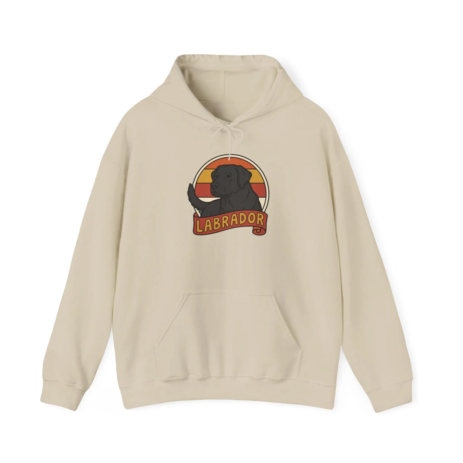 Labrador Retro 70s Sunset Breed Hoodie - Cozy Cotton Blend Pullover - Unisex White