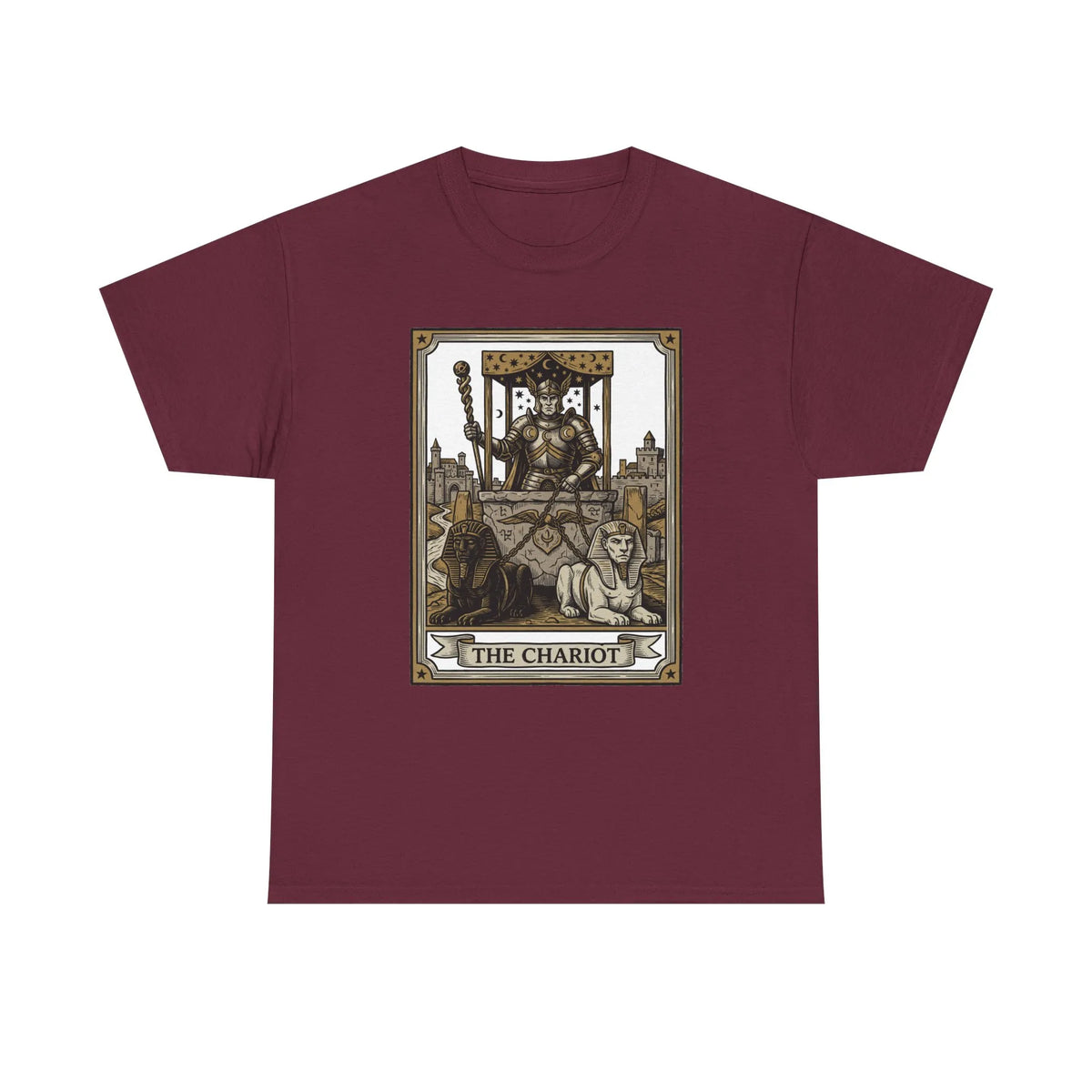 The Chariot Tarot Card T-Shirt - Heavy Cotton Classic Fit Tee - Unisex White