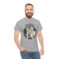 Mannaz Rune Reflection Graphic T-Shirt - Heavy Cotton Classic Fit Tee - Unisex White