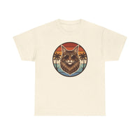 Maine Coon Cat Aviator Sunglasses T-Shirt - Heavy Cotton Classic Fit Tee - Unisex White