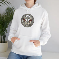 Geri and Freki Odin's Wolves Hoodie - Heavy Blend Cotton Blend Pullover - Unisex White