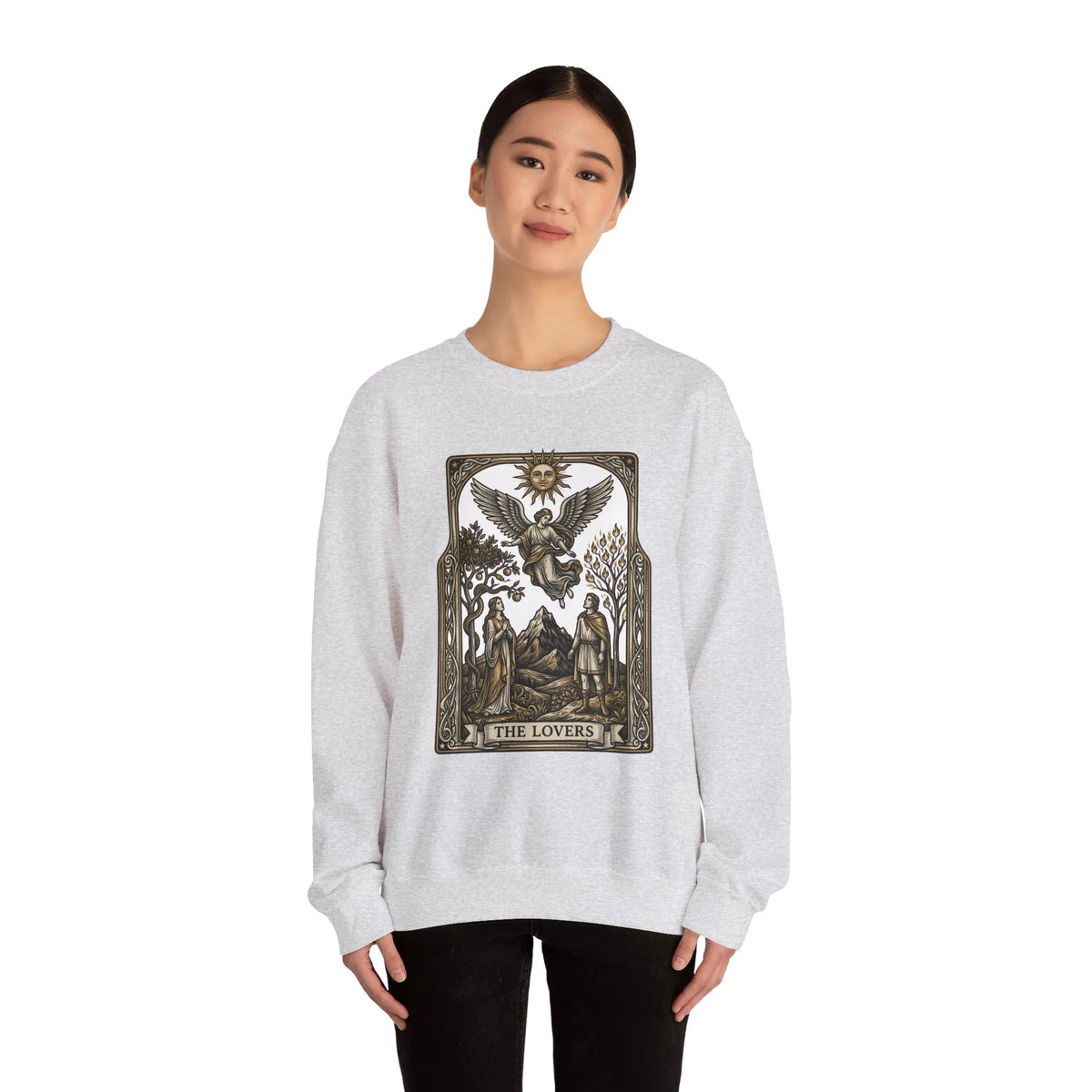 The Lovers Tarot Card Sweatshirt - Heavy Blend Fleece Crewneck - Unisex White