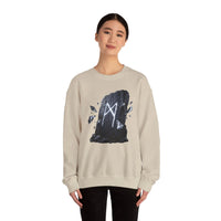 Mannaz Rune Stone Graphic Sweatshirt - Heavy Blend Crewneck Pullover - Unisex Off White