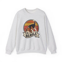 Beagle Retro 70s Sunset Graphic Sweatshirt - Heavy Blend Cotton Polyester Crewneck - Unisex White