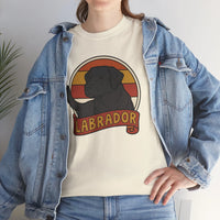 Labrador Retro 70s Sunset T-Shirt - Heavy Cotton Classic Fit Tee - Unisex White