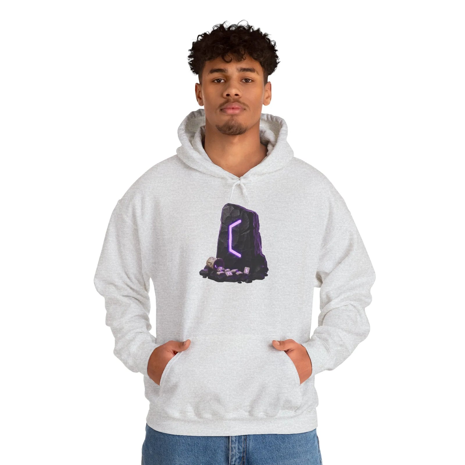 Perthro Rune Mystery Graphic Hoodie - Heavyweight Fleece Pullover - Unisex White