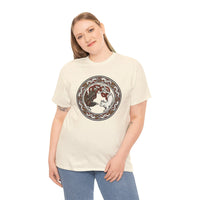 Norse Cat & Raven Woodcut T-Shirt - Heavy Cotton Classic Fit Tee - Unisex White