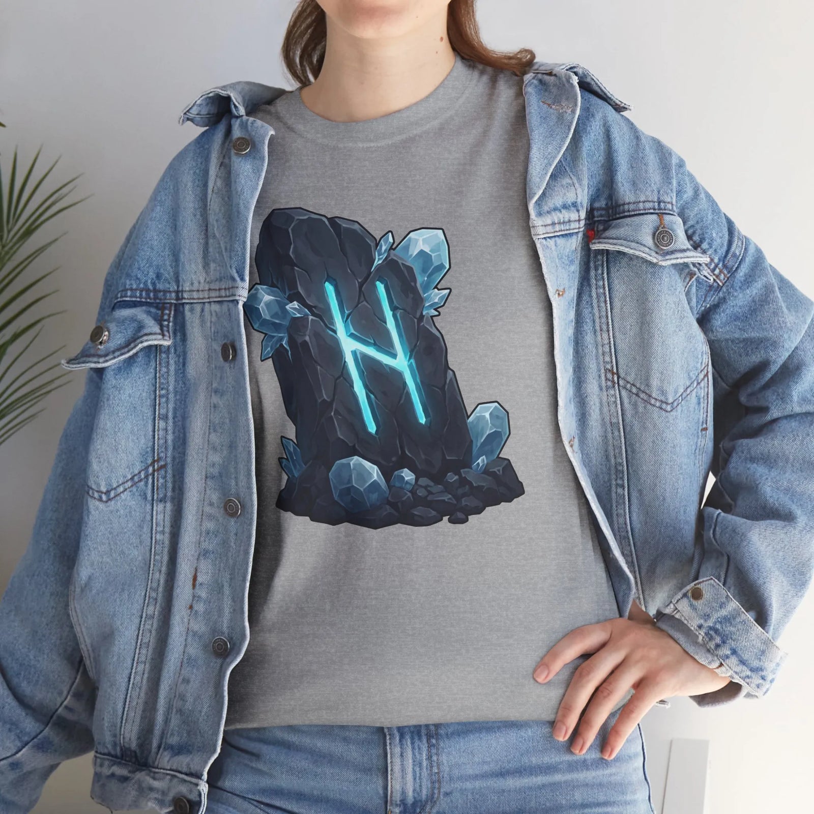 Hagalaz Rune Stone Graphic T-Shirt - Heavyweight Cotton Classic Fit - Unisex White