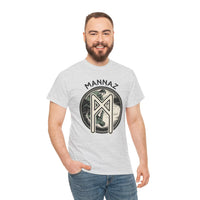 Mannaz Rune Reflection Graphic T-Shirt - Heavy Cotton Classic Fit Tee - Unisex White