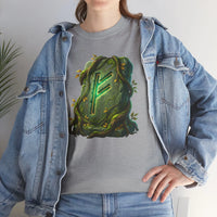 Fehu Rune Wealth Symbol T-Shirt - Heavy Cotton Classic Fit Tee - Unisex White