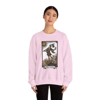 The Fool Tarot Card Graphic Sweatshirt - Heavy Blend Crewneck Fleece - Unisex White