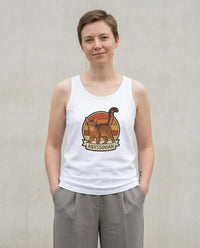Abyssinian Retro 70s Sunset Tank Top - Soft Combed Cotton Retail Fit - Unisex White