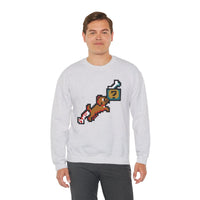 Fetch Quest 8-Bit Pixel Gaming Dog Sweatshirt - Heavy Blend Cotton Polyester Crewneck - Unisex White