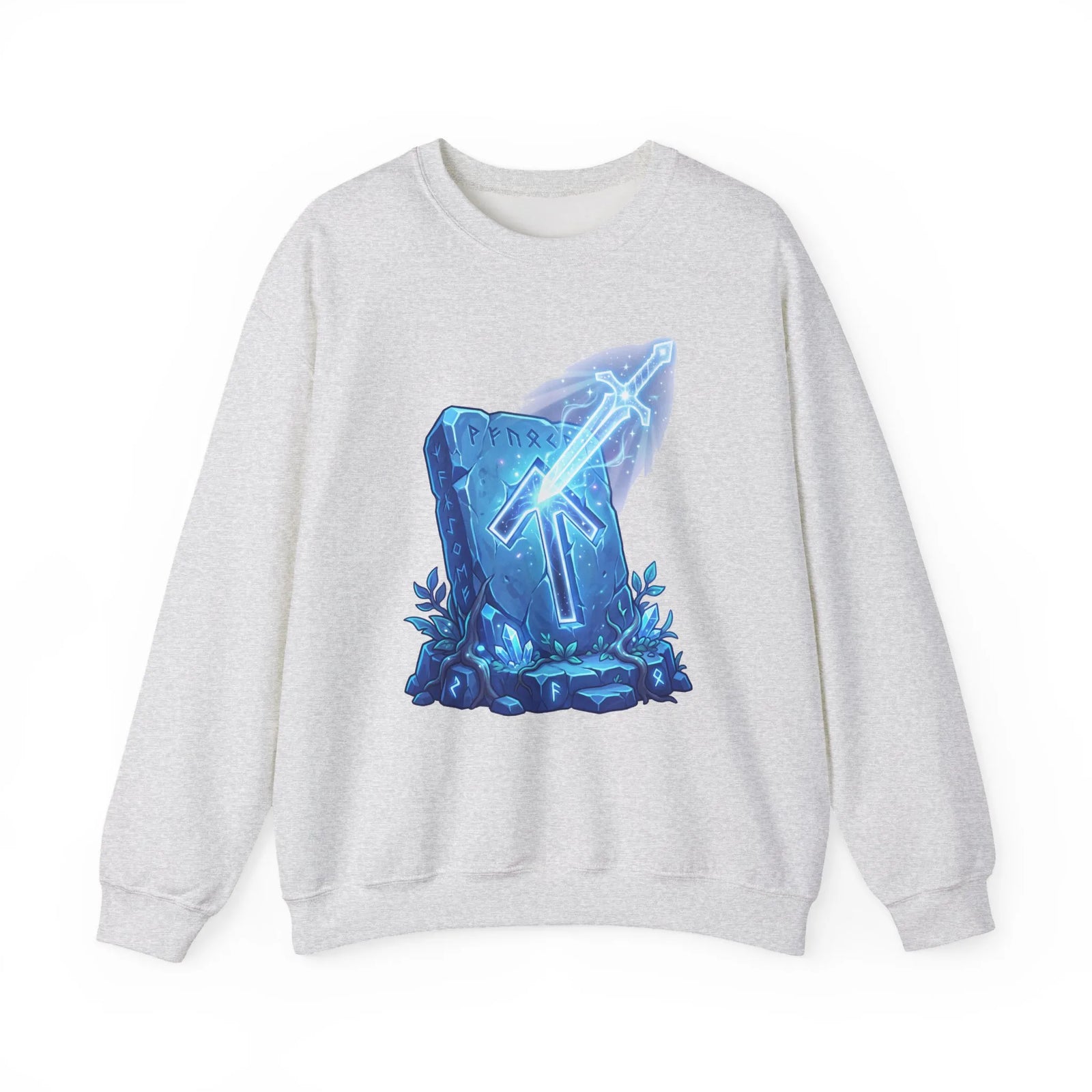 Tiwaz Rune Sword Graphic Sweatshirt - Heavy Blend Crewneck Fit - Unisex White