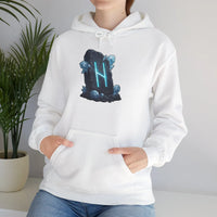 Hagalaz Rune Stone Graphic Hoodie - Heavy Blend Fleece Pullover - Unisex White