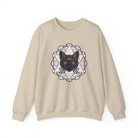 Third Eye Sacred Geometry Cat Sweatshirt - Heavy Blend Fleece Crewneck - Unisex White