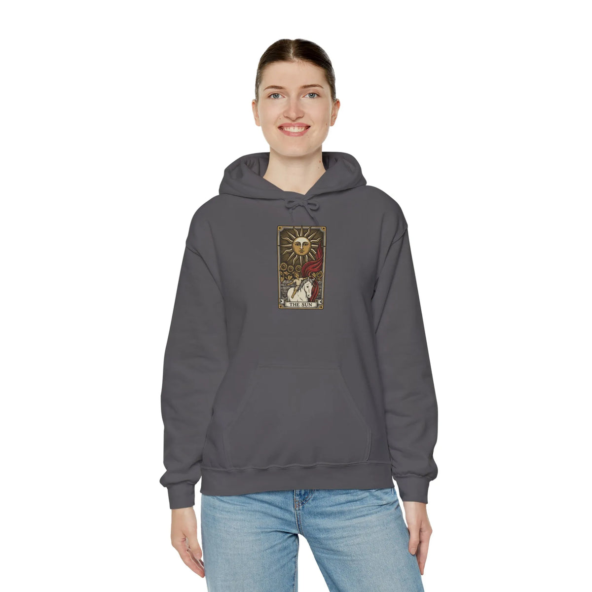 The Sun Tarot Card Hoodie - Heavy Blend Cotton-Poly Fleece Pullover - Unisex White