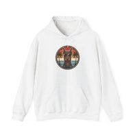 Doberman 70s Sunset Aviators Hoodie - Heavy Blend Fleece Pullover - Unisex White