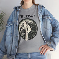 Thurisaz Rune Wolf Thorn T-Shirt - Medium Weight 100% Cotton Tee - Unisex White